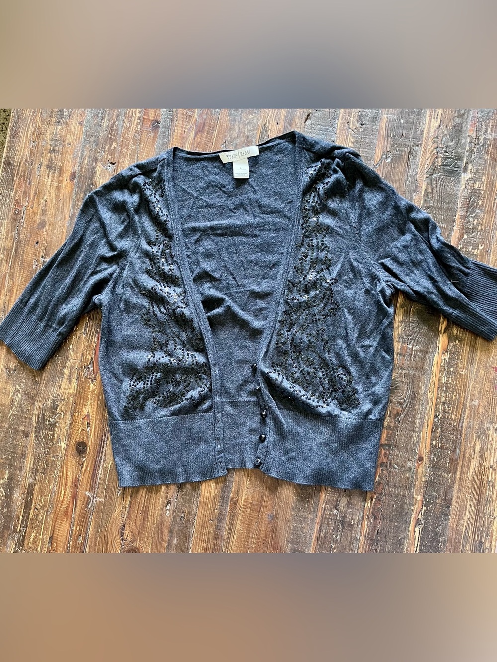 White House Black Market Dark Gray Women's Cropped Embellished Cardigan
Sz M/L